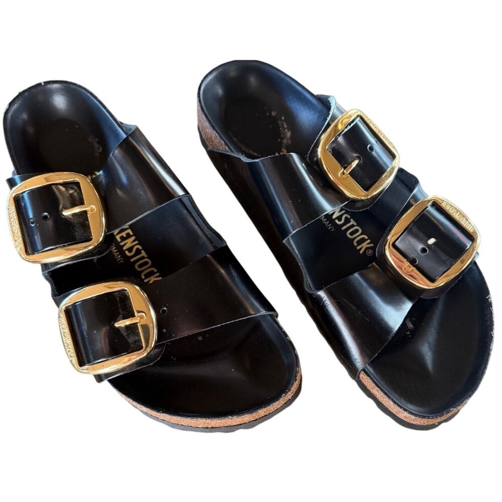 Birkenstock Arizona Big Buckle Black Leather Sandals Size 38 New Store Display - Picture 5 of 16